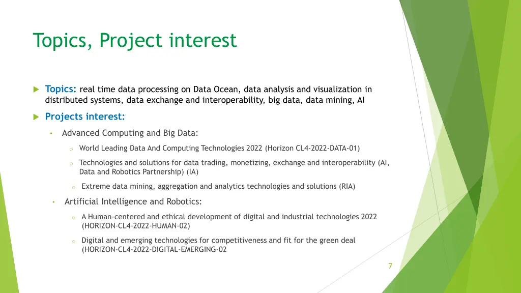 topics project interest