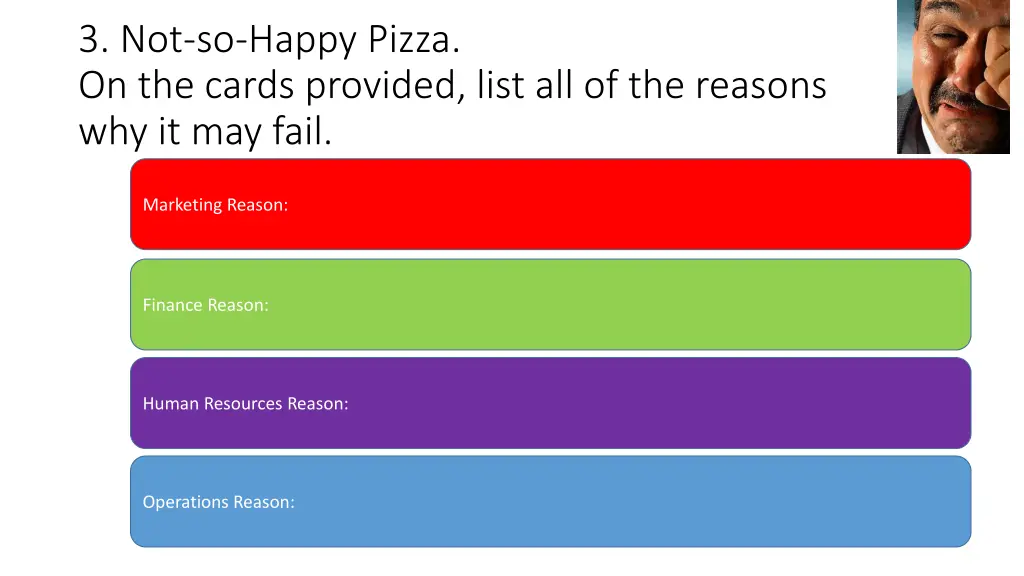 3 not so happy pizza on the cards provided list