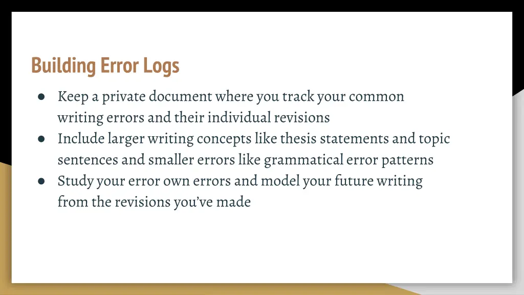 building error logs keep a private document where
