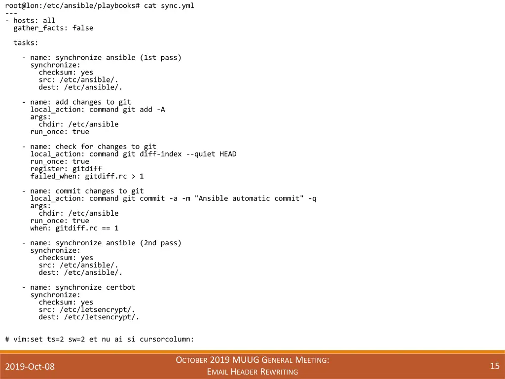 root@lon etc ansible playbooks cat sync yml hosts