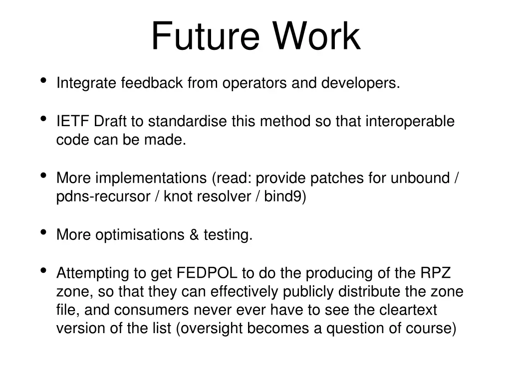 future work