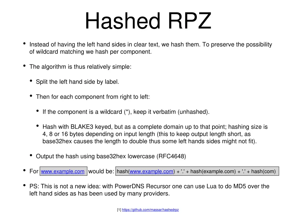 hashed rpz