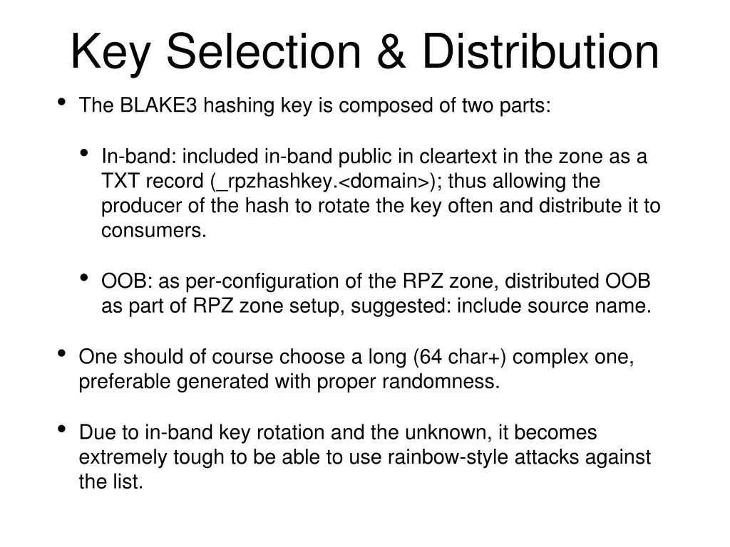 key selection distribution the blake3 hashing