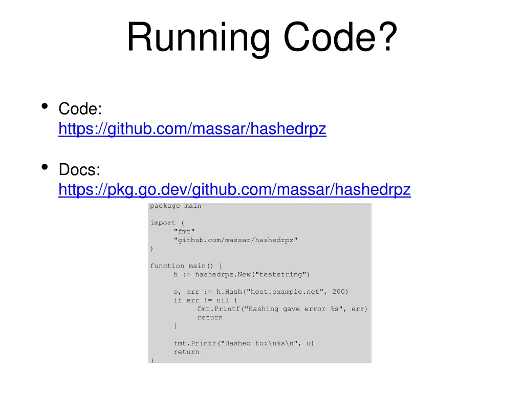 running code