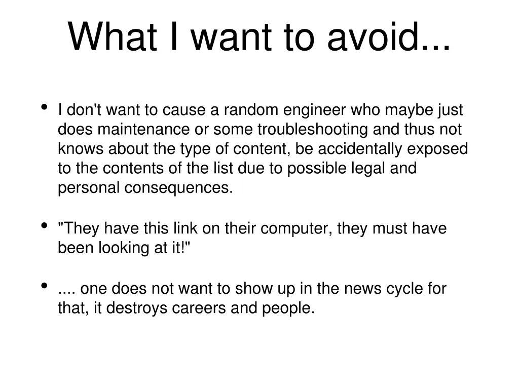 what i want to avoid