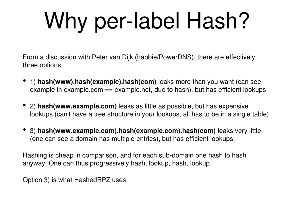 why per label hash