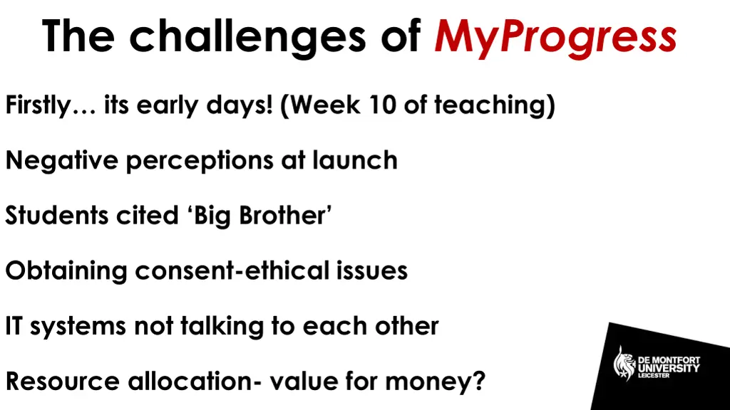 the challenges of my progress