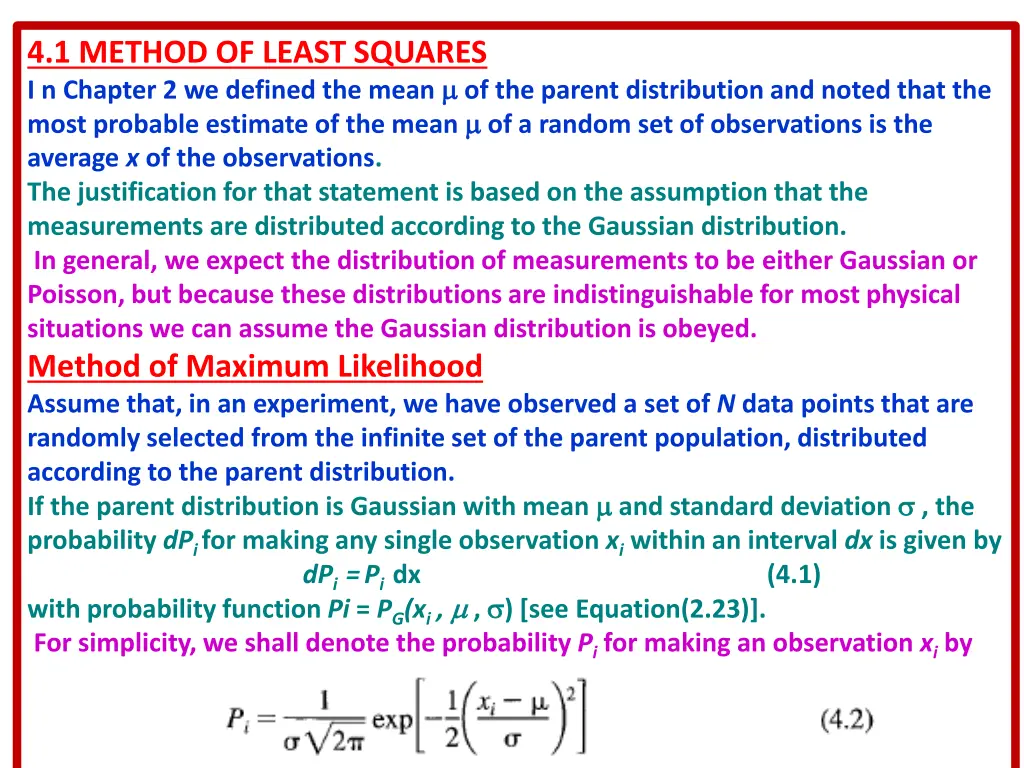 4 1 method of least squares i n chapter