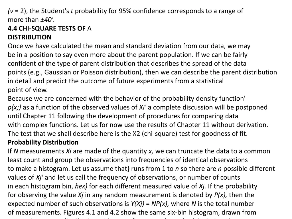 v 2 the student s t probability for 95 confidence