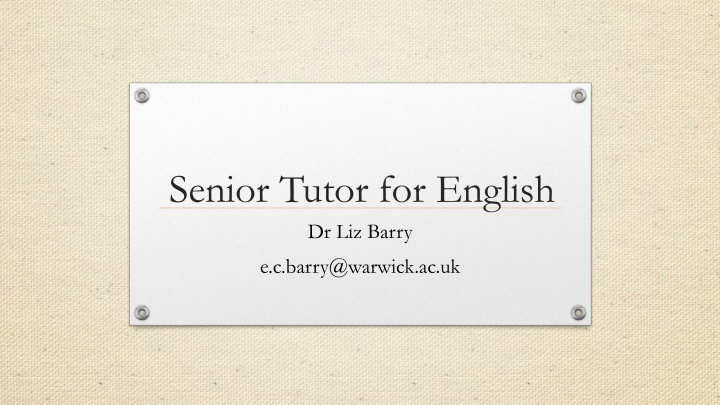senior tutor for english dr liz barry