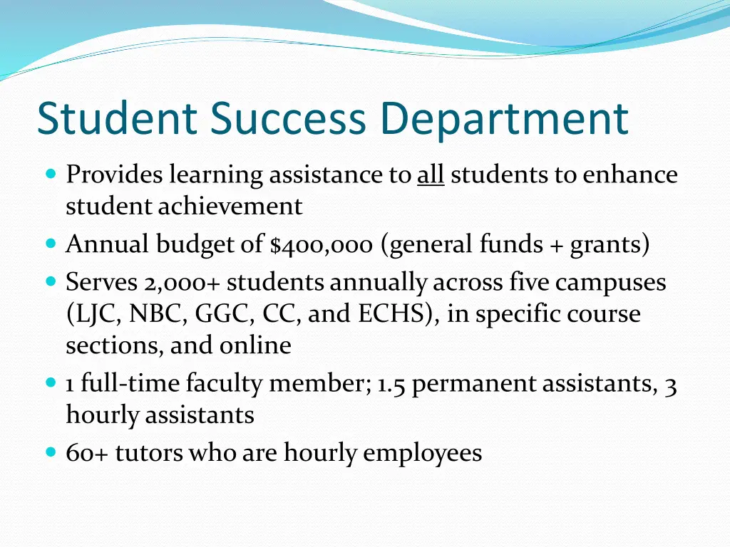 student success department
