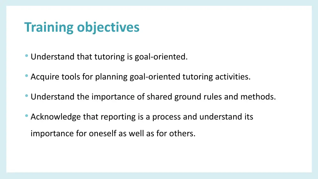training objectives