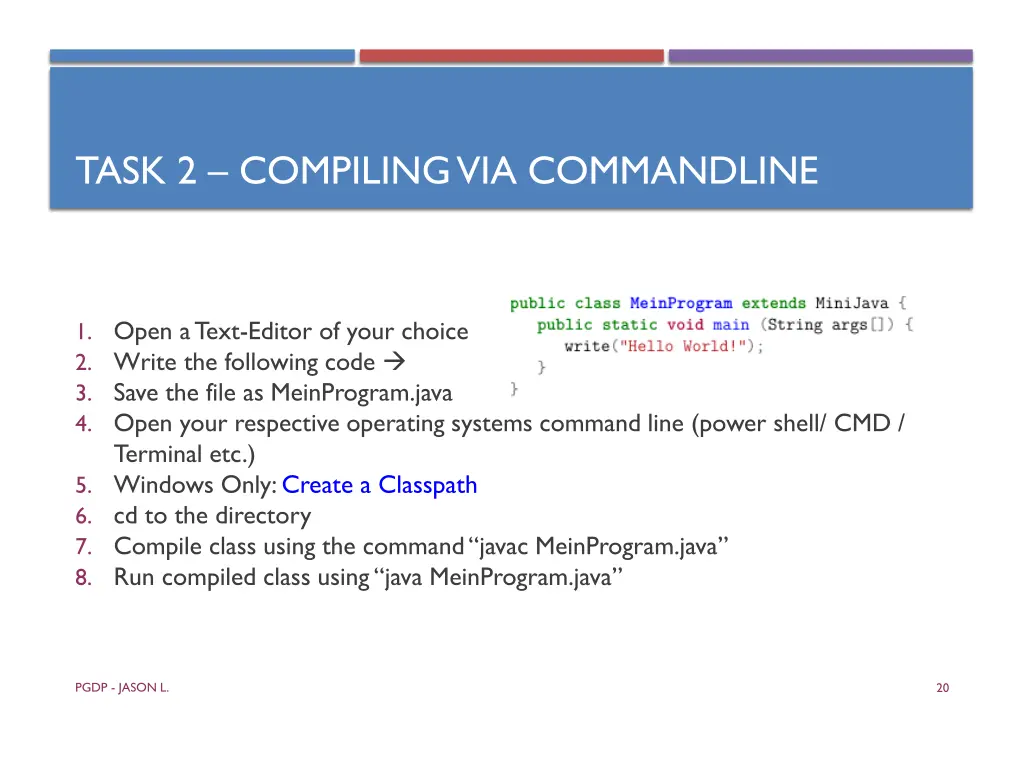 task 2 compiling via commandline
