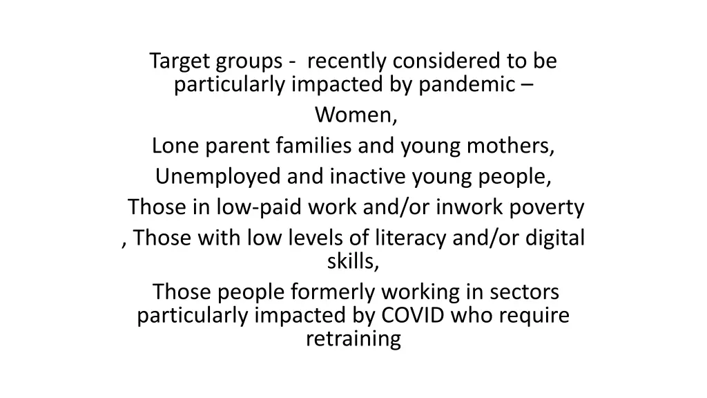 target groups recently considered