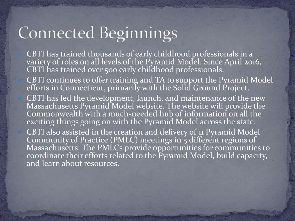 connected beginnings