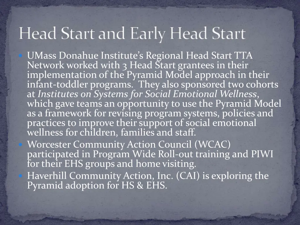 head start and early head start