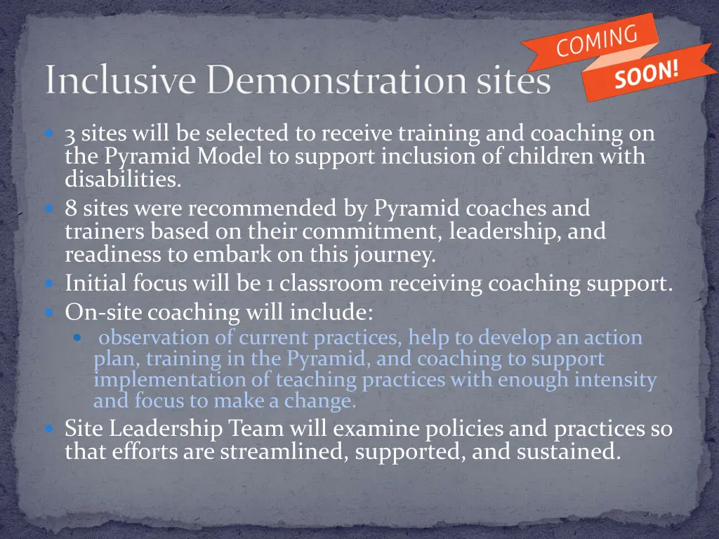 inclusive demonstration sites