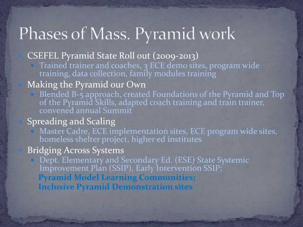 phases of mass pyramid work