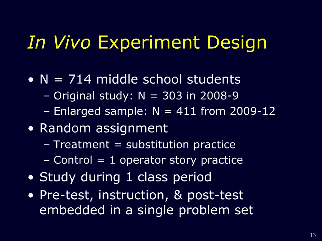 in vivo experiment design