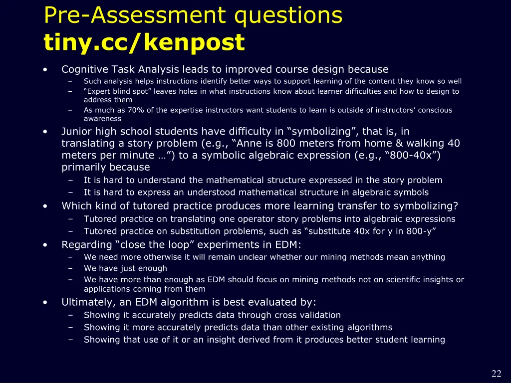 pre assessment questions tiny cc kenpost