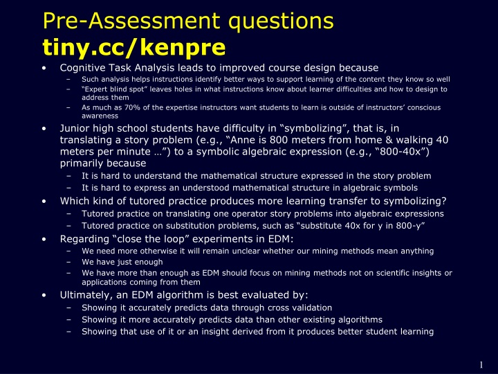 pre assessment questions tiny cc kenpre cognitive