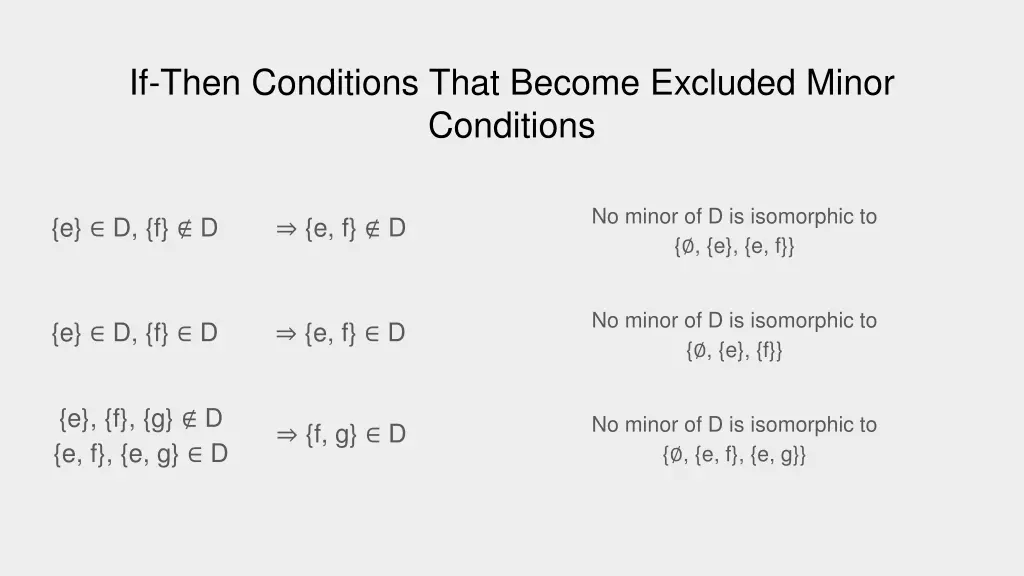if then conditions that become excluded minor
