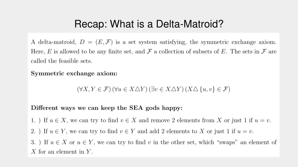 recap what is a delta matroid