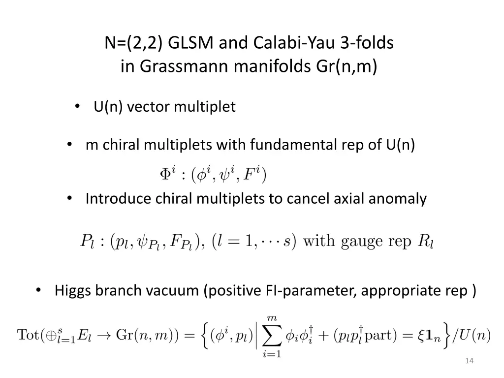 n 2 2 glsm and calabi yau 3 folds in grassmann