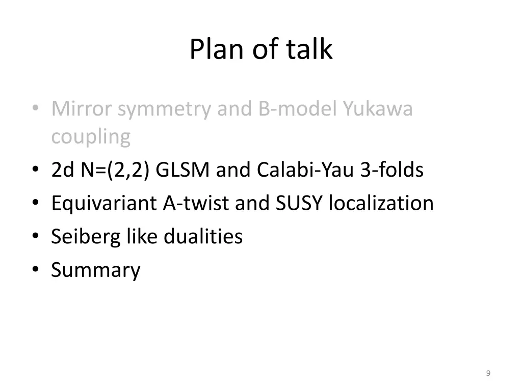 plan of talk