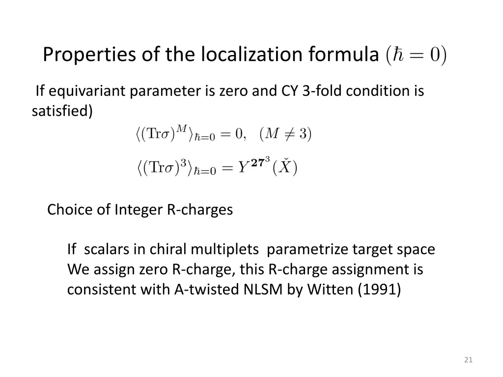 properties of the localization formula