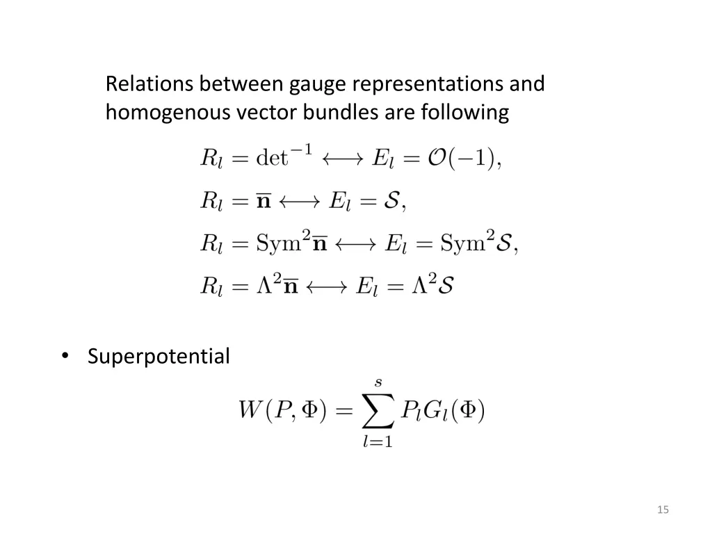 relations between gauge representations