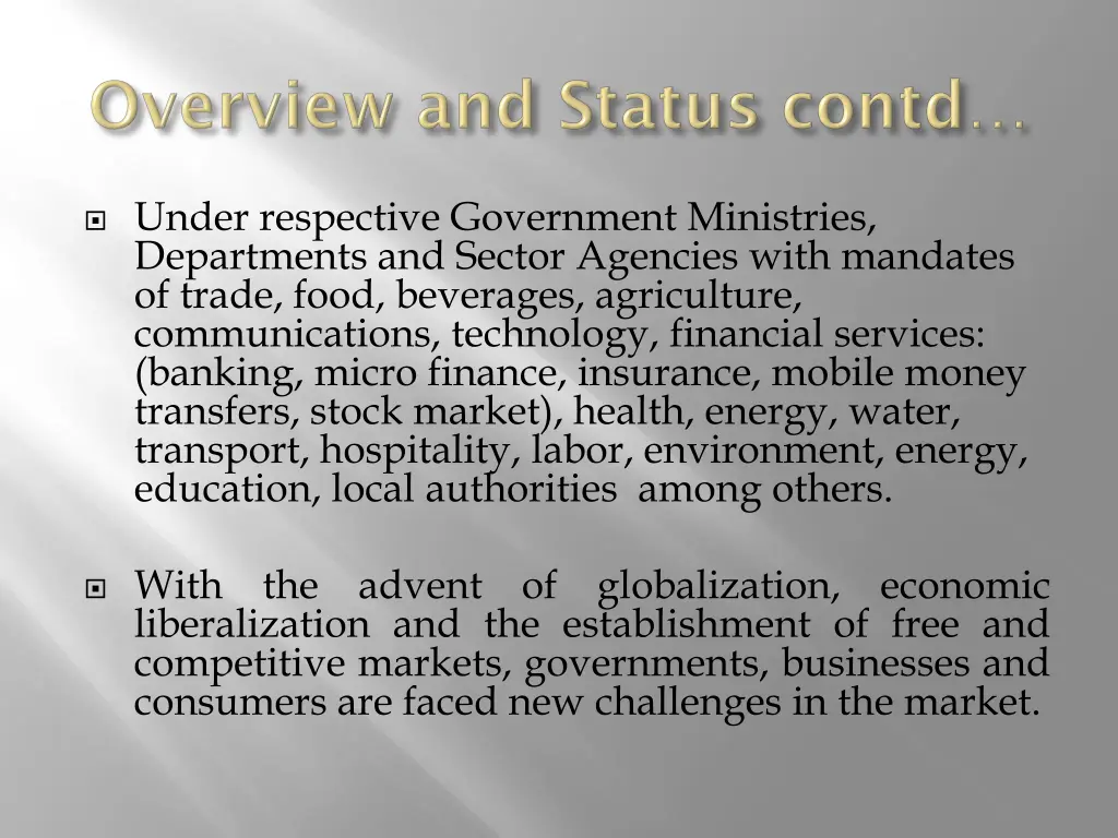 under respective government ministries