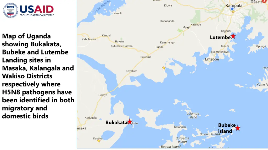 map of uganda showing bukakata bubeke and lutembe