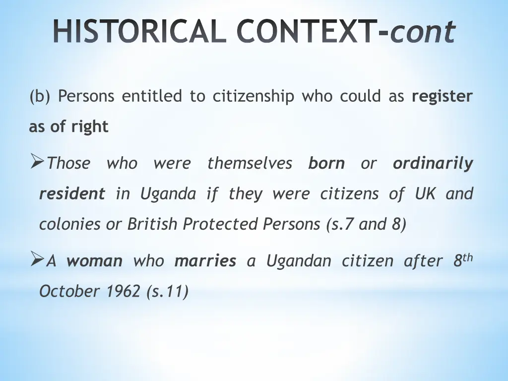 historical context cont