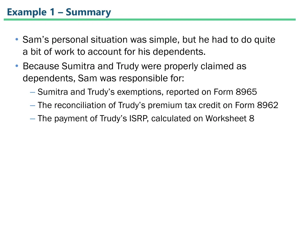 example 1 summary