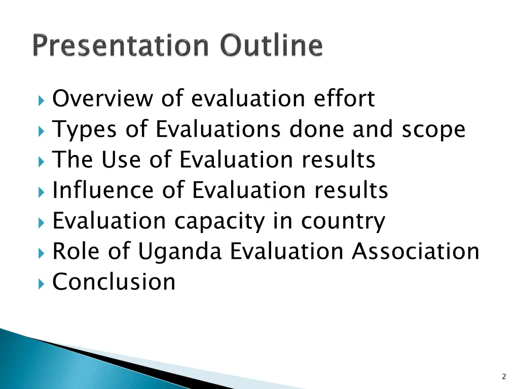 overview of evaluation effort types