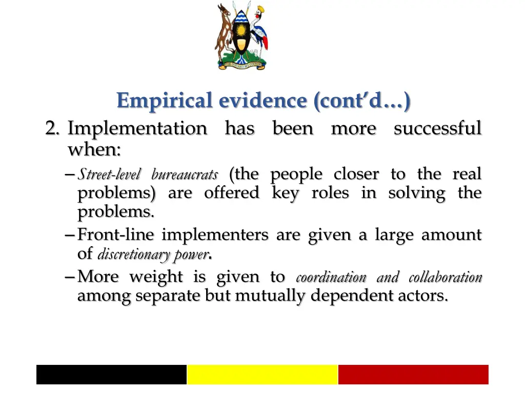 empirical evidence cont d 2 implementation
