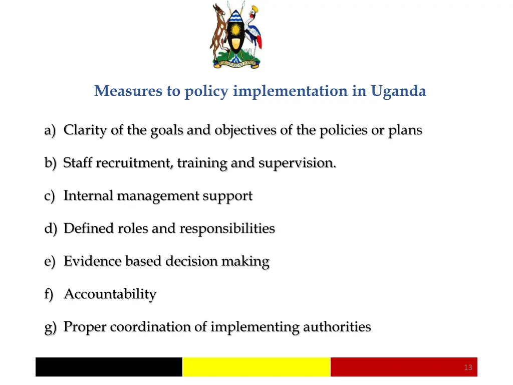 measures to policy implementation in uganda