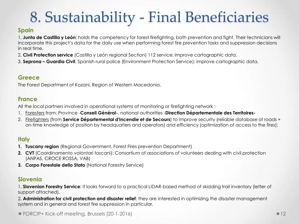 8 sustainability final beneficiaries spain