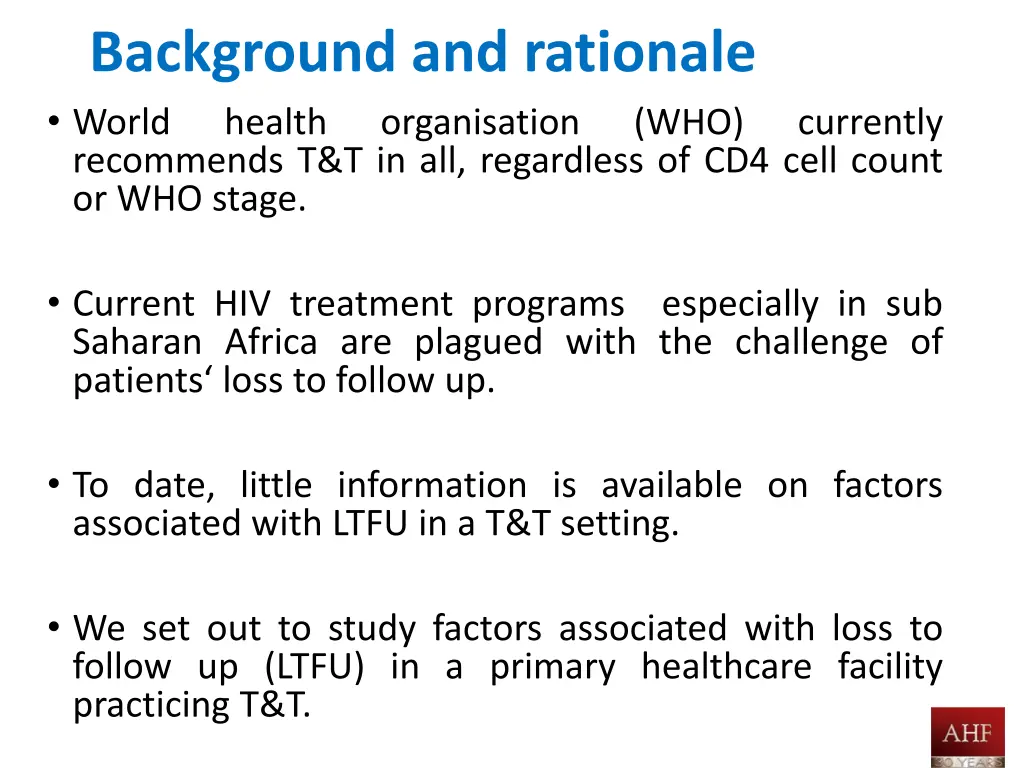 background and rationale world health
