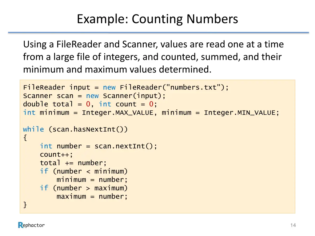 example counting numbers 1