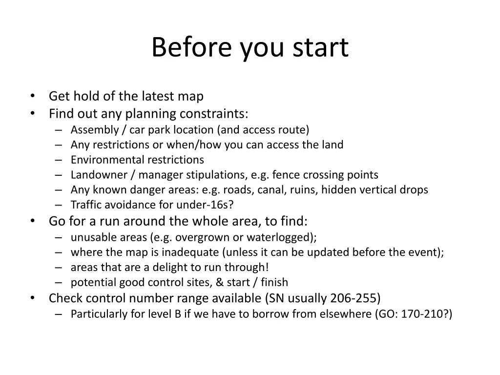 before you start