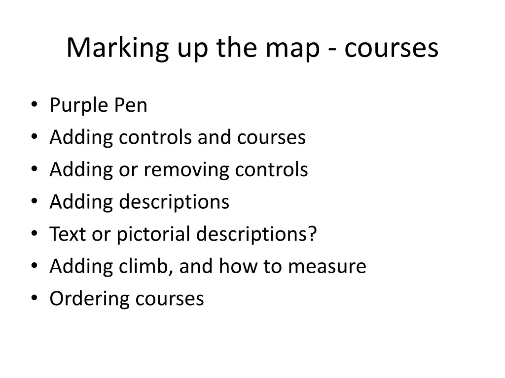 marking up the map courses
