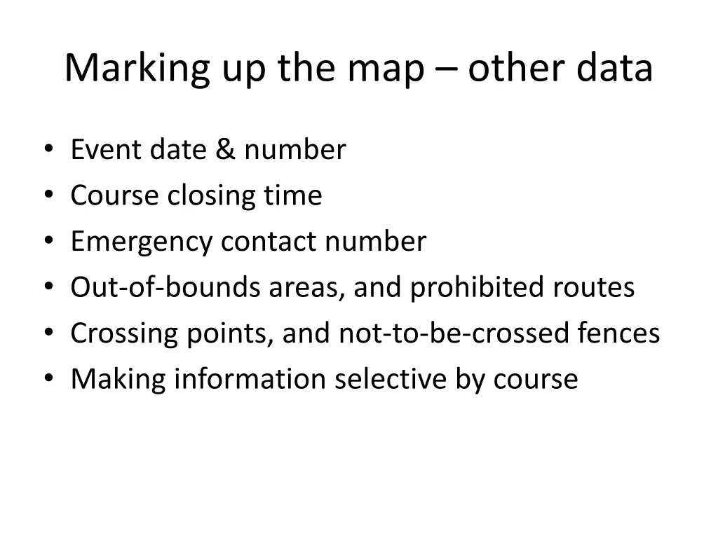 marking up the map other data