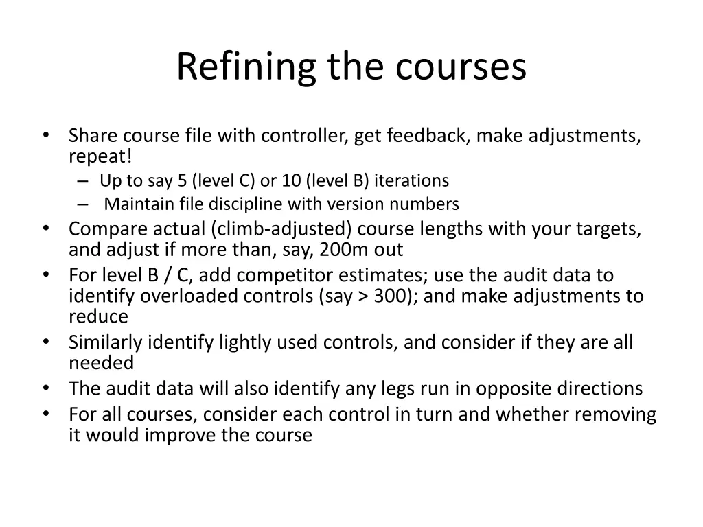 refining the courses