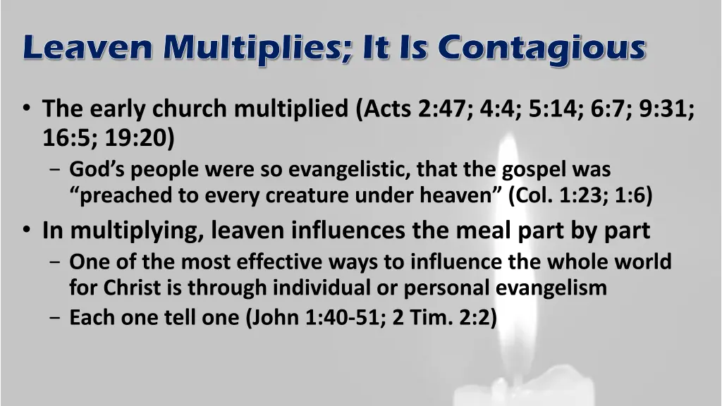 leaven multiplies it is contagious
