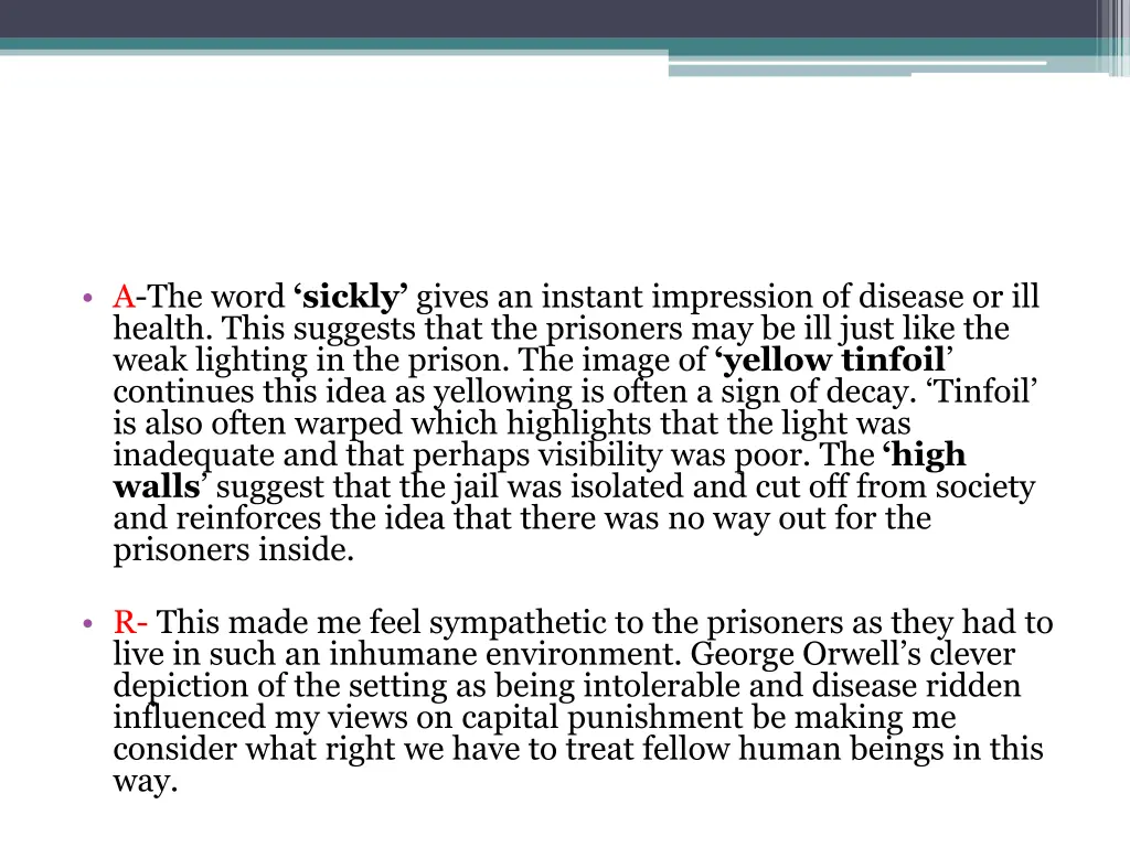 a the word sickly gives an instant impression