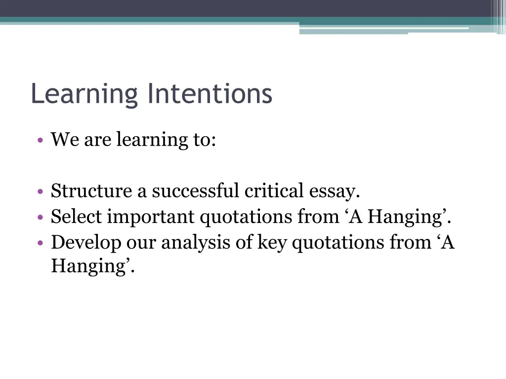 learning intentions