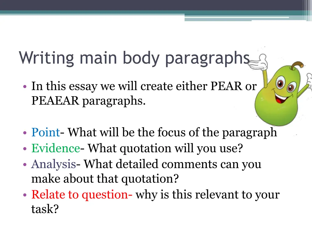 writing main body paragraphs