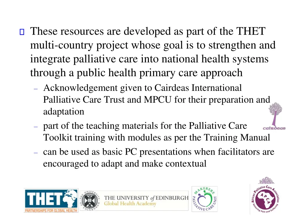 these resources are developed as part of the thet